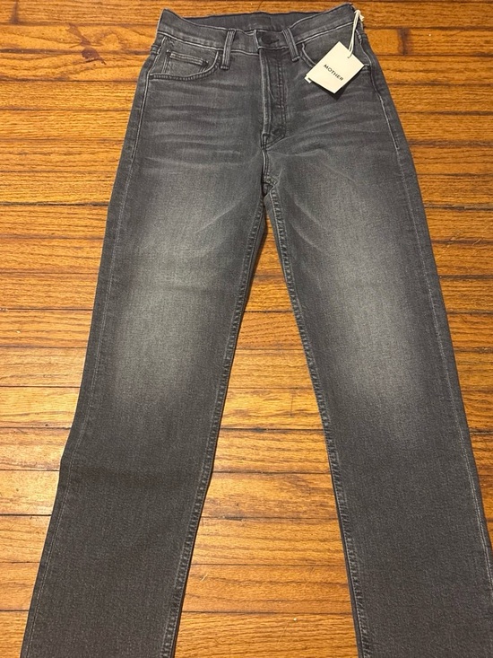 MOTHER Denim - MOTHER Women's Charcoal Gray Slim Straight Jeans
